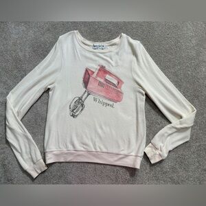 Wildfox Cream Sweatshirt with Red Mixer Graphic | size Medium